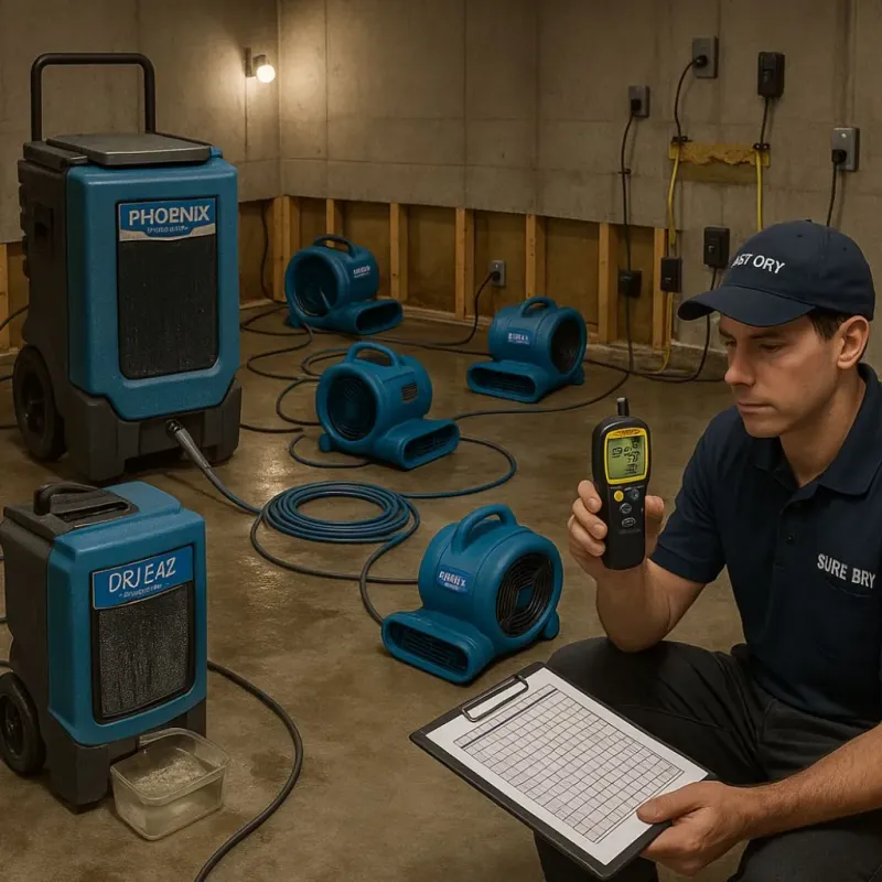 Structural Drying and Dehumidification process in Norwood, PA